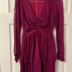 TRIXXI Metallic Fuchsia Long Sleeve Cocktail Dress Size M